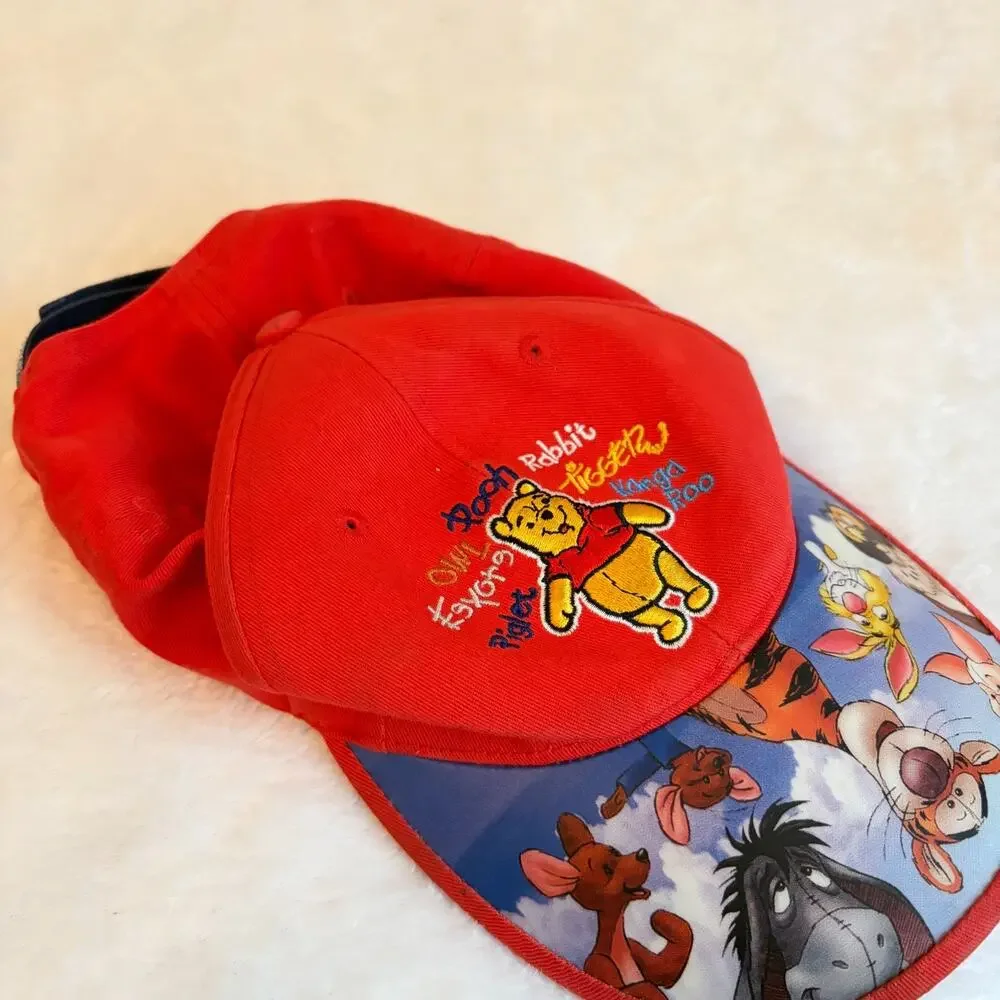 Winnie The Pooh Walt Disney World Youth‎ Cap Hat Strap Back Adjustable Red Kids